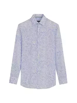 Рубашка на пуговицах из льна и хлопка Bugatchi, цвет sky