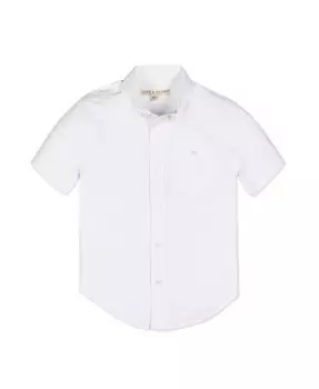 Рубашка на пуговицах из органического эластичного поплина с короткими рукавами для маленьких мальчиков Hope & Henry, белый