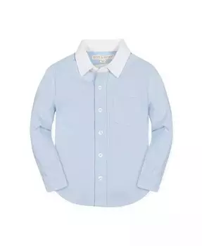Рубашка на пуговицах из органического пике с длинными рукавами для мальчиков Hope & Henry, синий