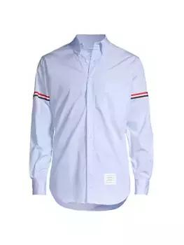Рубашка на пуговицах из поплина в рубчик с повязкой на руку Thom Browne, синий