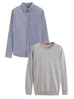 Рубашка на пуговицах классического кроя D’S Damat, цвет Navy/Grey