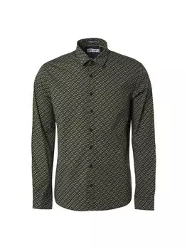 Рубашка на пуговицах классического кроя No Excess, оливковый