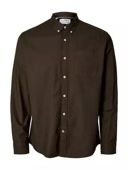 Рубашка на пуговицах классического кроя SELECTED SLHMAT, коричневый