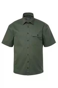 Рубашка на пуговицах классического кроя STHUGE, хаки