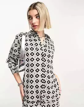 Рубашка на пуговицах Noisy May в цветочном стиле 70-х годов