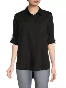 Рубашка на пуговицах roll tab Saks Fifth Avenue Black
