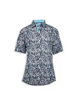 Рубашка на пуговицах с цветочным принтом пейсли для маленького мальчика Elie Balleh, черный