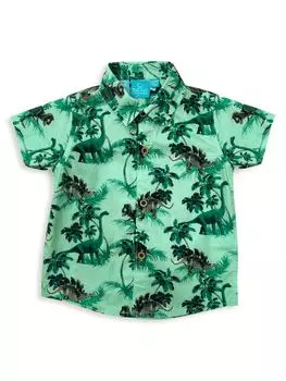 Рубашка на пуговицах с динозавровым принтом Milo для маленького мальчика Bear Camp, цвет Capri
