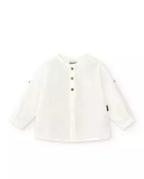 Рубашка на пуговицах с длинными рукавами и круглым вырезом для мальчика Charanga, светло-бежевый