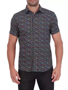 Рубашка на пуговицах с графическим принтом Spectacle Robert Graham, черный