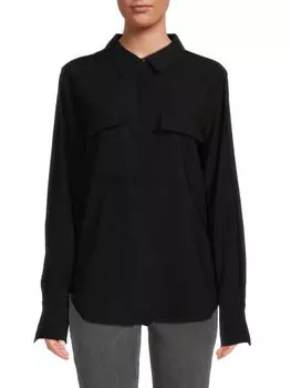 Рубашка на пуговицах с карманами и клапанами Good American, черный