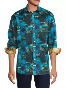 Рубашка на пуговицах с контрастными манжетами 1 Like No Other, бирюзовый