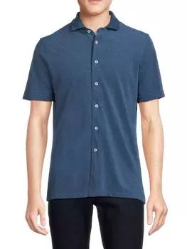 Рубашка на пуговицах с коротким рукавом Bugatchi, темно-синий