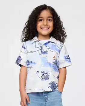 Рубашка на пуговицах с короткими рукавами и короткими рукавами Gap, голубой