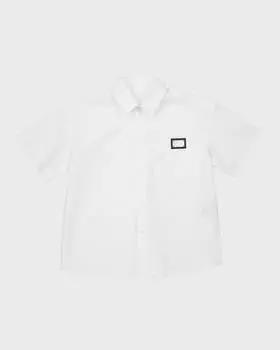 Рубашка на пуговицах с логотипом DNA для мальчика Dolce&Gabbana, цвет Optical White