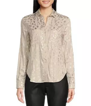 Рубашка на пуговицах с металлизированной отделкой из ткани и камня Cloth & Stone, бежевый