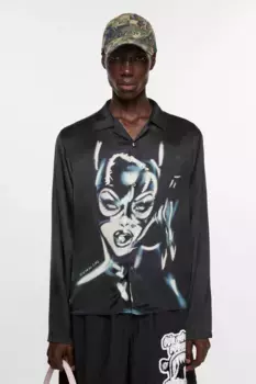 Рубашка на пуговицах с принтом Acne Studios, черно-синий