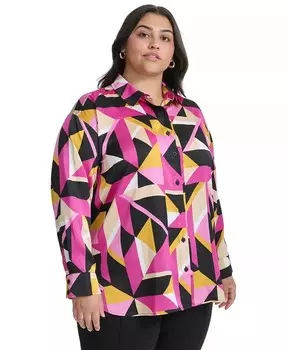 Рубашка на пуговицах с принтом больших размеров KARL LAGERFELD PARIS, мультиколор