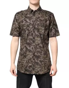 Рубашка на пуговицах с разноцветным камуфляжным принтом GOLD Dolce & Gabbana, Multicolor