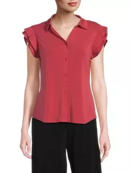 Рубашка на пуговицах с развевающимися рукавами Adrianna Papell, цвет Rose