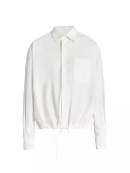 Рубашка на пуговицах со шнурком на талии AMI Paris, белый