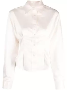 Рубашка на пуговицах со складками Cynthia Rowley, бежевый