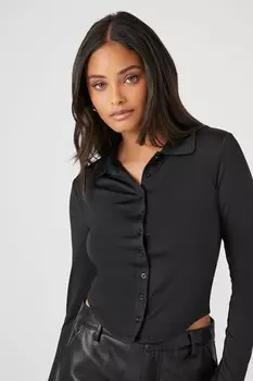 Рубашка на пуговицах спереди Forever 21, черный