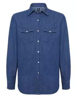 Рубашка на пуговицах стандартного кроя Boggi Milano, синий джинсовый