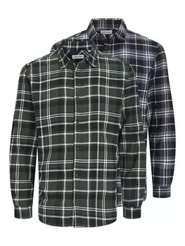 Рубашка на пуговицах стандартного кроя JACK & JONES, темно-зеленый/черный