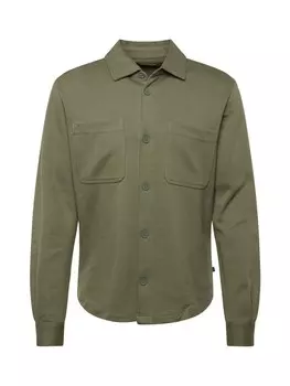 Рубашка на пуговицах стандартного кроя Qs, оливковый