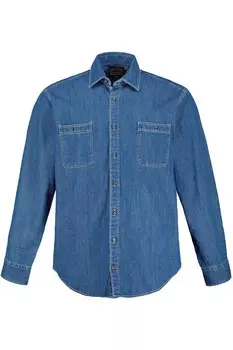 Рубашка на пуговицах стандартного кроя STHUGE, синий