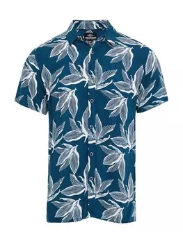 Рубашка на пуговицах стандартного кроя Threadbare Foliage, темно-синий