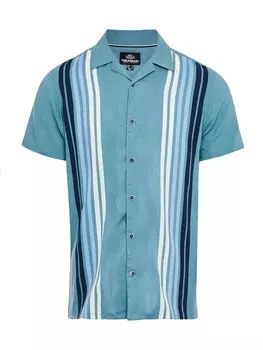 Рубашка на пуговицах стандартного кроя Threadbare Tenpin, дымчатый синий/голубой/темно-синий