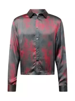 Рубашка на пуговицах стандартного кроя Weekday, цвет Anthracite/Cranberry