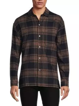 Рубашка на пуговицах в клетку Frame, цвет Tan Plaid