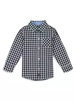 Рубашка на пуговицах в мелкую клетку для мальчика Andy & Evan, темно-синий