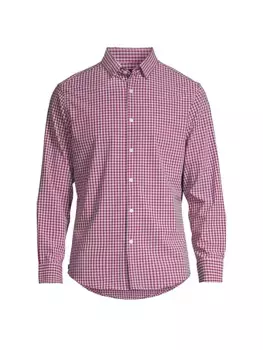 Рубашка на пуговицах в подветренную клетку в клетку Mizzen+Main, цвет garnet gingham