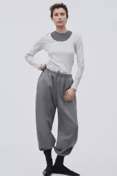 Рубашка на пуговицах в рубчик H&M, серый