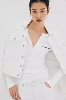Рубашка на пуговицах в рубчик H&M, белый