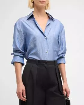 Рубашка на пуговицах в шелковую полоску The New Morning After TWP, цвет Indigogold