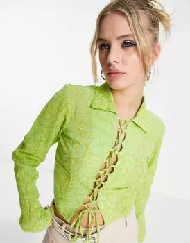 Рубашка на шнуровке COLLUSION с рваным принтом