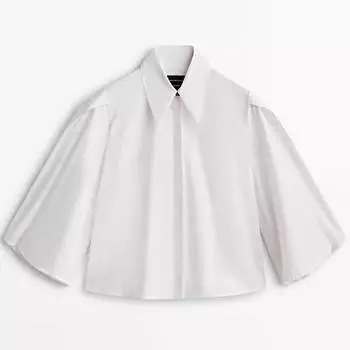 Рубашка-накидка Massimo Dutti Poplin Cape, белый