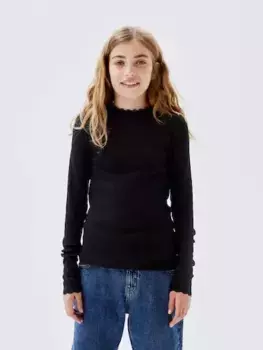 Рубашка Name It с длинными рукавами "NKFLITTE LS XSL TOP" со структурированным узором, черный