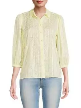 Рубашка Nanette Nanette Lepore с вышивкой на люверсах, желтый