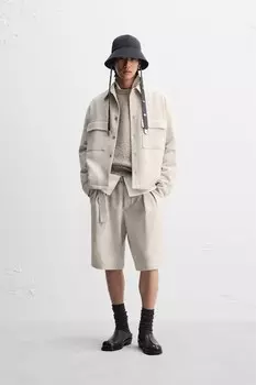 Рубашка nanushka с карманами ZARA, экрю