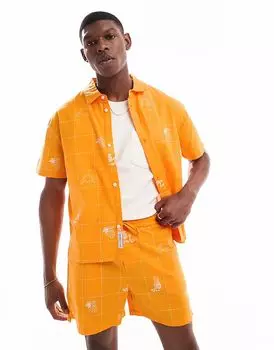 Рубашка Native Youth с лоскутным узором оранжевого цвета