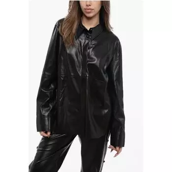 Рубашка NAUM из искусственной кожи однотонного цвета Nanushka, Black