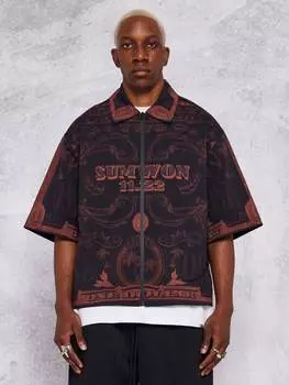 Рубашка нейлоновая Sumwon с принтом по всей поверхности, коричневый