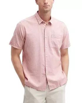 Рубашка Nelson Tailored Fit с коротким рукавом и пуговицами Barbour, розовый