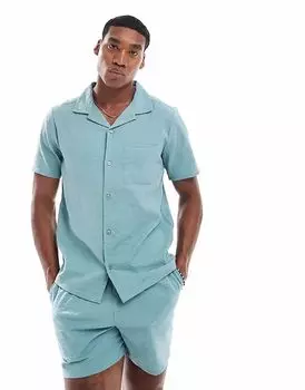 Рубашка New Look из сирсакера в цвете «бирюза»